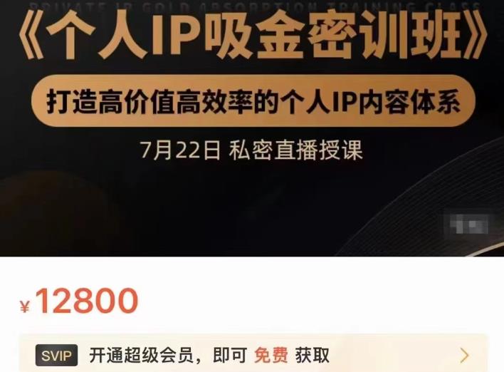 个人IP吸金密训班，打造高价值高效率的个人IP内容体系（价值12800元）采购|汽车产业|汽车配件|机加工蚂蚁智酷企业交流社群中心