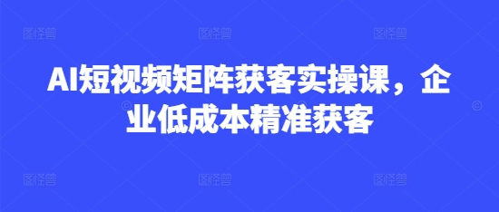 AI短视频矩阵获客实操课，企业低成本精准获客采购|汽车产业|汽车配件|机加工蚂蚁智酷企业交流社群中心