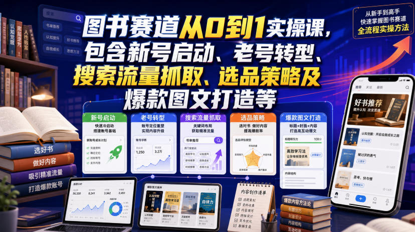 图书赛道从0到1实操课，包含新号启动、老号转型、搜索流量抓取、选品策略及爆款图文打造等采购|汽车产业|汽车配件|机加工企业家交流社群中心
