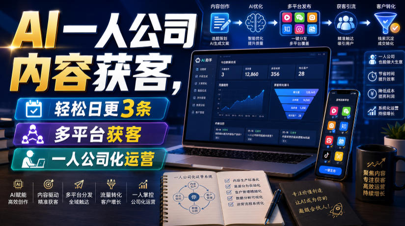 AI一人公司内容获客，轻松日更3条，多平台获客，一人公司化运营(更新0827)采购|汽车产业|汽车配件|机加工企业家交流社群中心