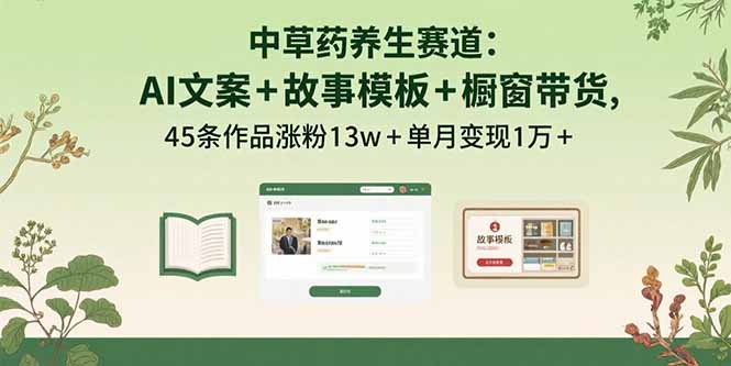 中草药养生赛道:AI文案+故事模板+橱带货,45条作品涨粉13w+单月变现1万+采购|汽车产业|汽车配件|机加工蚂蚁智酷企业交流社群中心