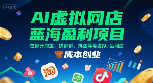 AI虚拟网店蓝海盈利项目,在家开淘宝、拼多多、抖店等虚拟品网店,零成本创业采购|汽车产业|汽车配件|机加工蚂蚁智酷企业交流社群中心