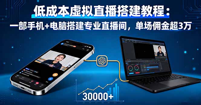 低成本虚拟直播搭建教程:一部手机+电脑搭建专业直播间,单场佣金超3万采购|汽车产业|汽车配件|机加工蚂蚁智酷企业交流社群中心