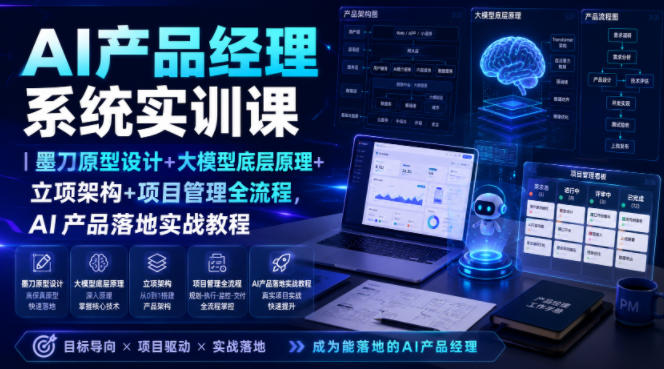 AI产品经理系统实训课｜墨刀原型设计+大模型底层原理+立项架构+项目管理全流程，AI产品落地实战教程采购|汽车产业|汽车配件|机加工企业家交流社群中心