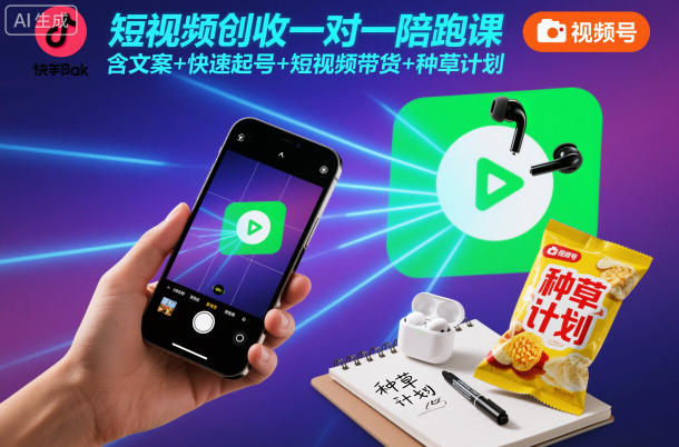 短视频创收一对一陪跑课，含文案+快速起号+短视频带货+种草计划采购|汽车产业|汽车配件|机加工蚂蚁智酷企业交流社群中心