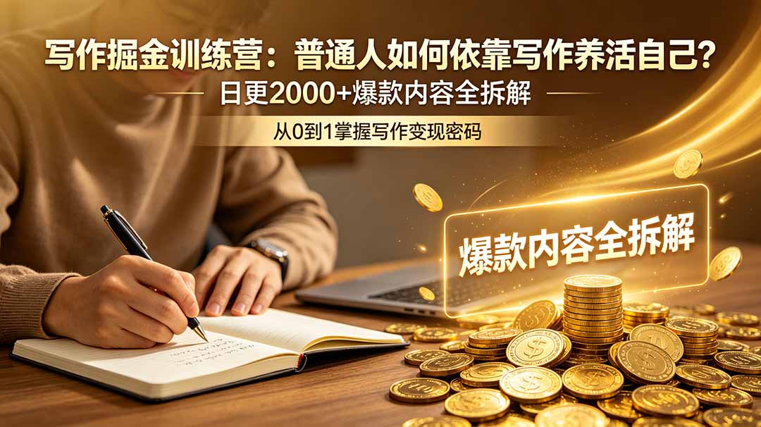 写作掘金训练营：普通人如何依靠写作养活自己？日更2000+爆款内容全拆解采购|汽车产业|汽车配件|机加工企业家交流社群中心