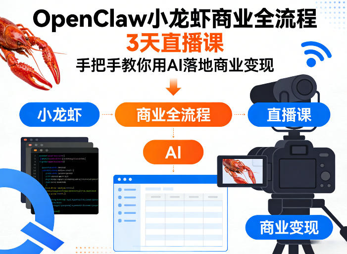 OpenClaw小龙虾商业全流程3天直播课，手把手教你用AI落地商业变现采购|汽车产业|汽车配件|机加工企业家交流社群中心