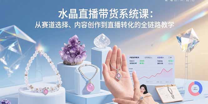 水晶直播带货系统课：从赛道选择、内容创作到直播转化的全链路教学采购|汽车产业|汽车配件|机加工蚂蚁智酷企业交流社群中心