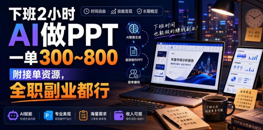 下班2小时AI做PPT,一单300~800,附接单资源,全职副业都行【揭秘】采购|汽车产业|汽车配件|机加工企业家交流社群中心