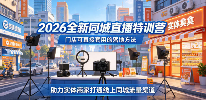 2026全新同城直播特训营，门店可直接套用的落地方法，助力实体商家打通线上同城流量渠道采购|汽车产业|汽车配件|机加工企业家交流社群中心