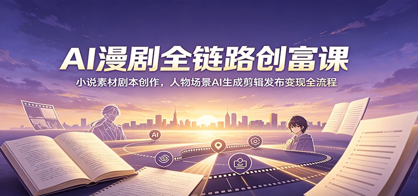 AI漫剧全链路创富课：小说素材剧本创作，人物场景AI生成剪辑发布变现全流程采购|汽车产业|汽车配件|机加工企业家交流社群中心