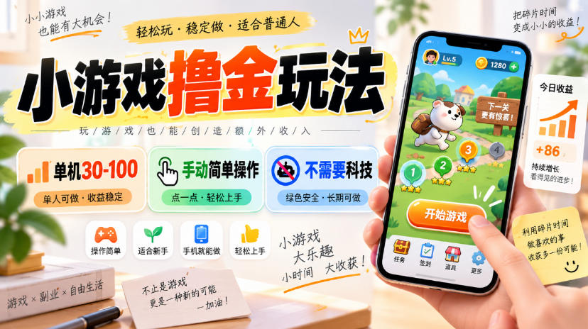 小游戏撸金玩法,单机30-100,手动简单操作,不需要科技采购|汽车产业|汽车配件|机加工企业家交流社群中心