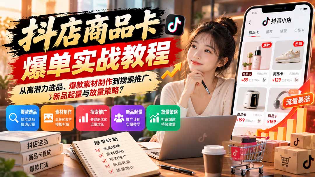 抖店商品卡爆单实战教程：从高潜力选品、爆款素材制作到搜索推广、新品起量与放量策略采购|汽车产业|汽车配件|机加工企业家交流社群中心