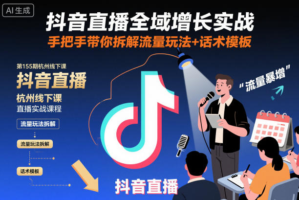抖音直播全域增长实战第155期杭州线下课,手把手带你拆解流量玩法+话术模板采购|汽车产业|汽车配件|机加工蚂蚁智酷企业交流社群中心
