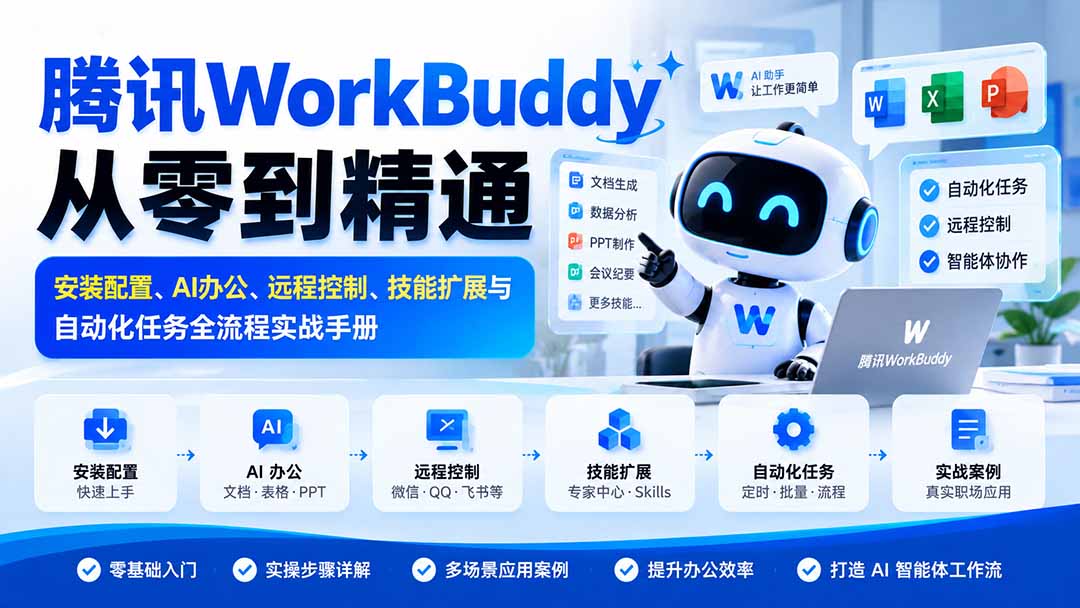 腾讯WorkBuddy从零到精通:安装配置、AI办公、远程控制、技能扩展与自动化任务全流程实战手册采购|汽车产业|汽车配件|机加工企业家交流社群中心