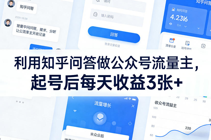 利用知乎问答做公众号流量主，起号后每天收益3张+采购|汽车产业|汽车配件|机加工蚂蚁智酷企业交流社群中心