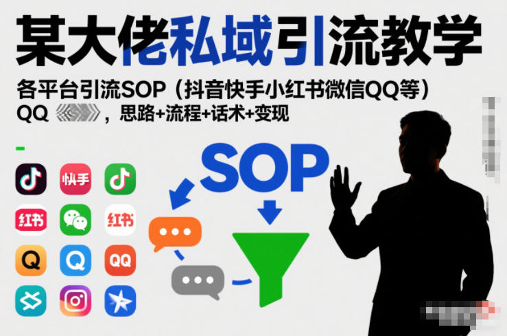 某大佬私域引流教学，各平台引流SOP(抖音快手小红书微信QQ等)，思路+流程+话术+变现(更新0708)采购|汽车产业|汽车配件|机加工企业家交流社群中心