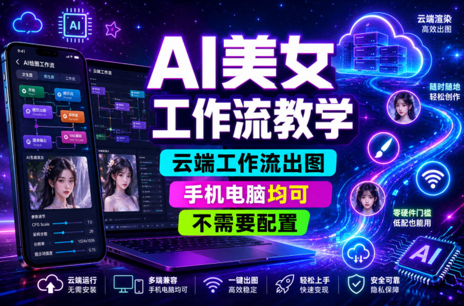 AI美女工作流教学，云端工作流出图，手机电脑均可，不需要配置，快速起号涨粉采购|汽车产业|汽车配件|机加工企业家交流社群中心
