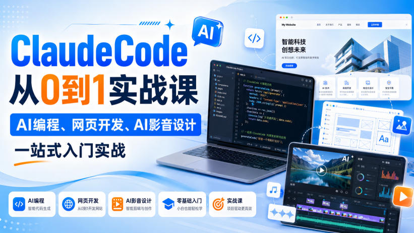 ClaudeCode从0到1实战课,AI编程、网页开发、AI影音设计一站式入门实战采购|汽车产业|汽车配件|机加工企业家交流社群中心