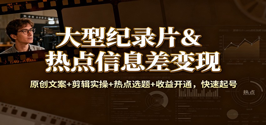 大型纪录片&热点信息差变现：原创文案+剪辑实操+热点选题+收益开通，快速起号采购|汽车产业|汽车配件|机加工蚂蚁智酷企业交流社群中心