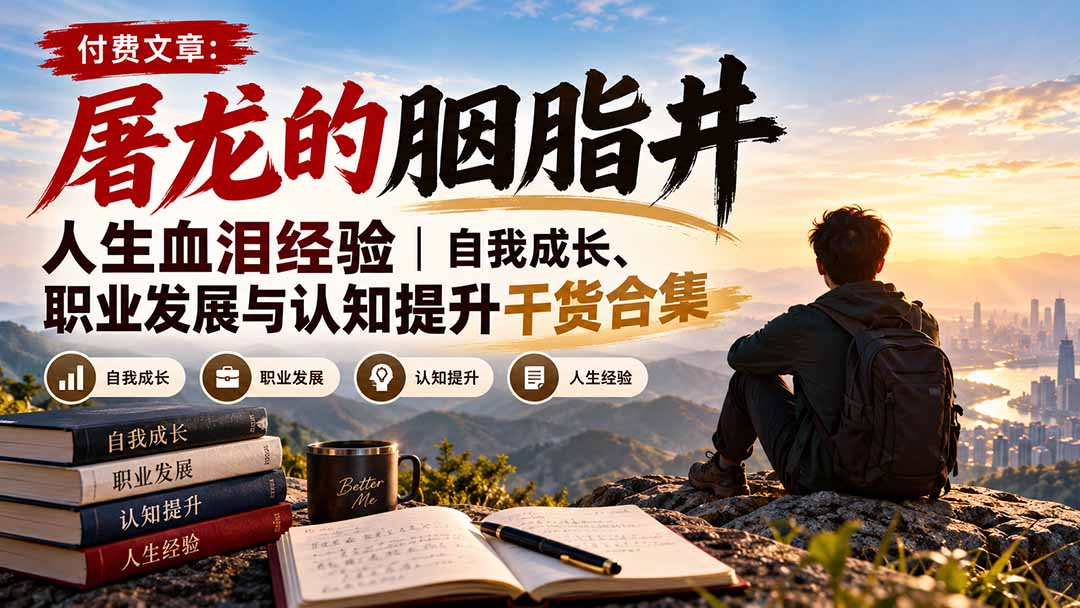 付费文章:屠龙的胭脂井人生血泪经验|自我成长、职业发展与认知提升干货合集采购|汽车产业|汽车配件|机加工企业家交流社群中心