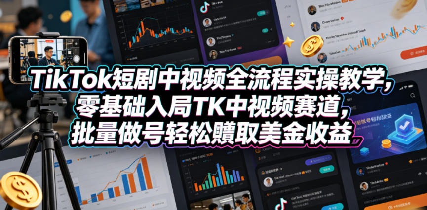 TikTok短剧中视频全流程实操教学，零基础入局TK中视频赛道，批量做号轻松賺取美金收益采购|汽车产业|汽车配件|机加工企业家交流社群中心