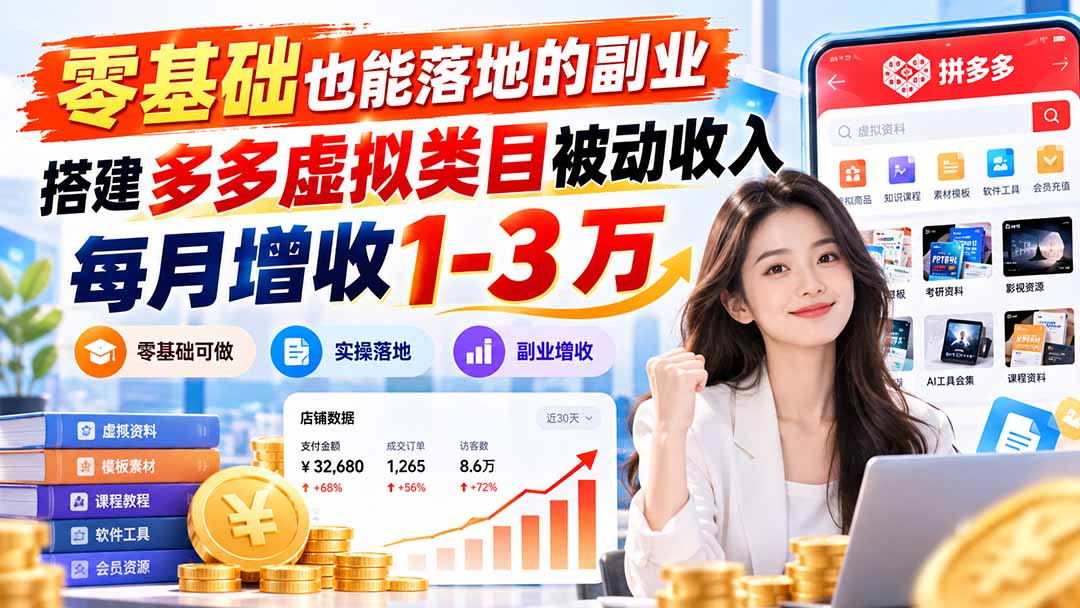 零基础也能落地的副业,搭建多多虚拟类目被动收入,每月增收 1-3 万采购|汽车产业|汽车配件|机加工企业家交流社群中心
