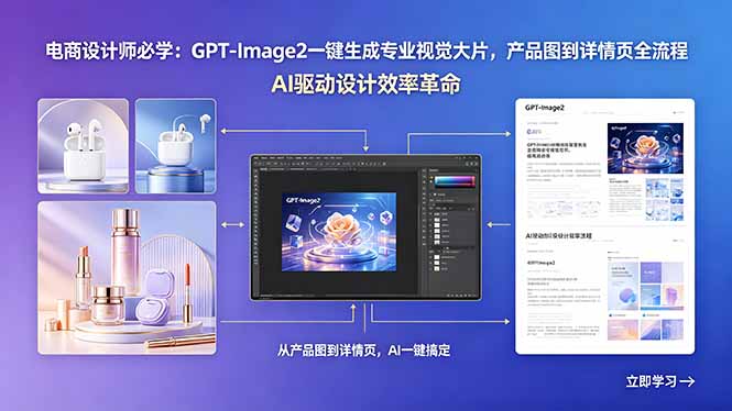 电商设计师必学：GPT-Image2一键生成专业视觉大片，产品图到详情页全流程采购|汽车产业|汽车配件|机加工企业家交流社群中心