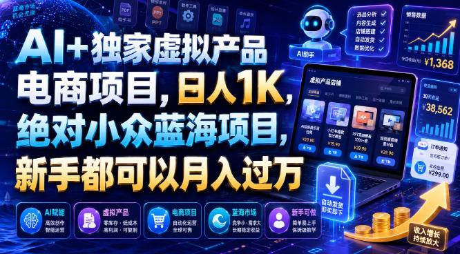 AI+独家虚拟产品电商项目，日人1K，绝对小众蓝海项目，新手都可以月入过万【揭秘】采购|汽车产业|汽车配件|机加工企业家交流社群中心