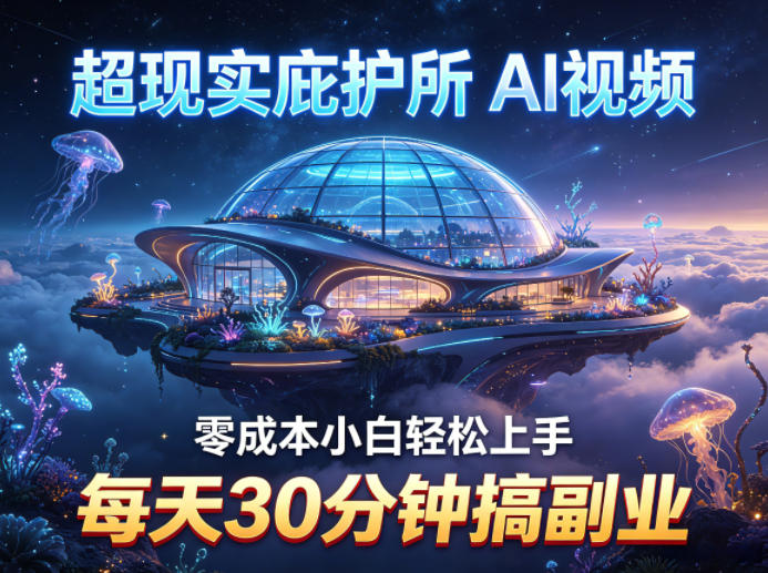 超现实庇护所AI视频项目拆解,零成本小白轻松上手,每天30分钟搞副业采购|汽车产业|汽车配件|机加工企业家交流社群中心