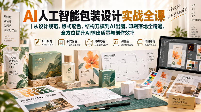 AI人工智能包装设计实战全课|从设计规范、版式配色、结构刀模到AI出图、印刷落地全精通采购|汽车产业|汽车配件|机加工企业家交流社群中心