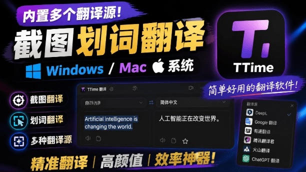 内置多个翻译源!Windows/Mac系统简洁高颜值的截图、划词翻译软件,TTime简单好用的翻译软件采购|汽车产业|汽车配件|机加工企业家交流社群中心