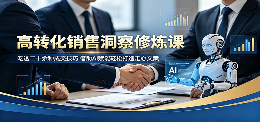 高转化销售洞察修炼课：吃透二十余种成交技巧，借助AI赋能轻松打造走心文案采购|汽车产业|汽车配件|机加工企业家交流社群中心