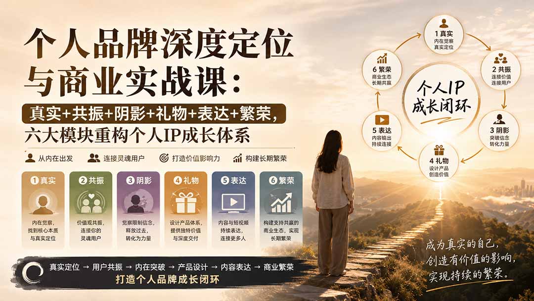 个人品牌深度定位与商业实战课：真实+共振+阴影+礼物+表达+繁荣，六大模块重构个人IP成长体系采购|汽车产业|汽车配件|机加工企业家交流社群中心