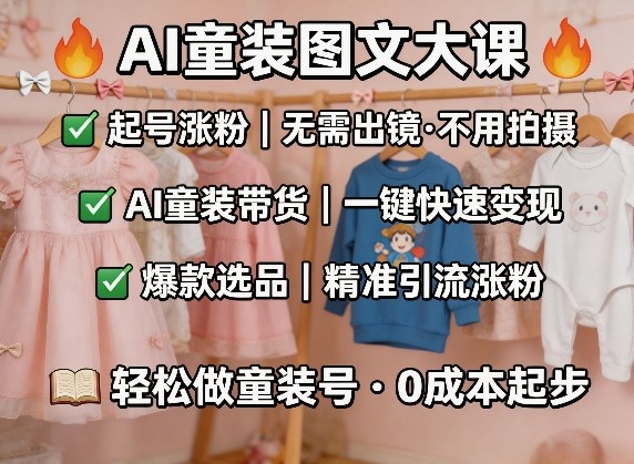 AI童装图文剪辑，某社群童装图文大课，起号涨粉、AI童装带货、爆款选品，无需出镜和拍摄采购|汽车产业|汽车配件|机加工企业家交流社群中心