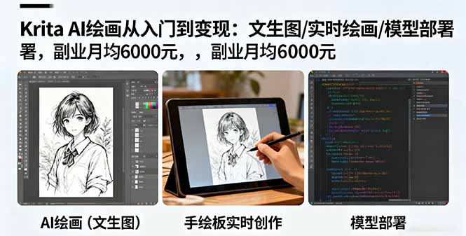 Krita AI绘画从入门到变现：文生图/实时绘画/模型部署，副业月均6000元采购|汽车产业|汽车配件|机加工蚂蚁智酷企业交流社群中心