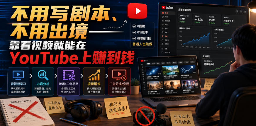 不用写剧本、不用出境——靠看视频就能在YouTube上賺到钱【原创双语字幕】采购|汽车产业|汽车配件|机加工企业家交流社群中心