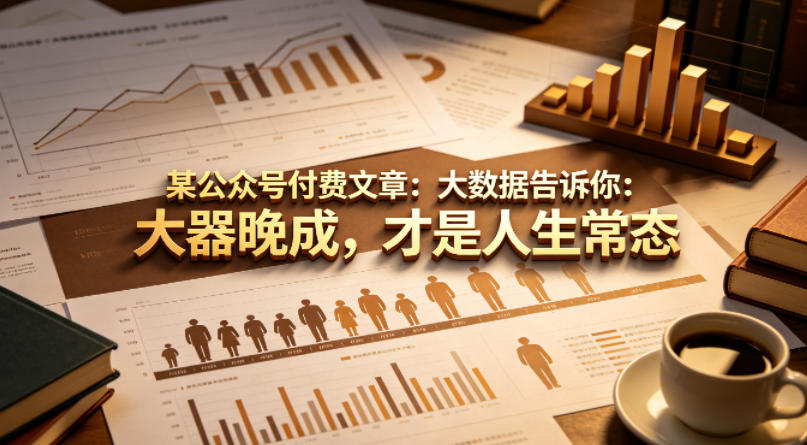 某公众号付费文章：大数据告诉你：大器晚成，才是人生常态采购|汽车产业|汽车配件|机加工企业家交流社群中心