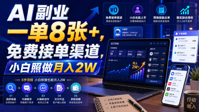 AI副业一单8张+，免费接单渠道，小白照做月入2W【揭秘】采购|汽车产业|汽车配件|机加工企业家交流社群中心