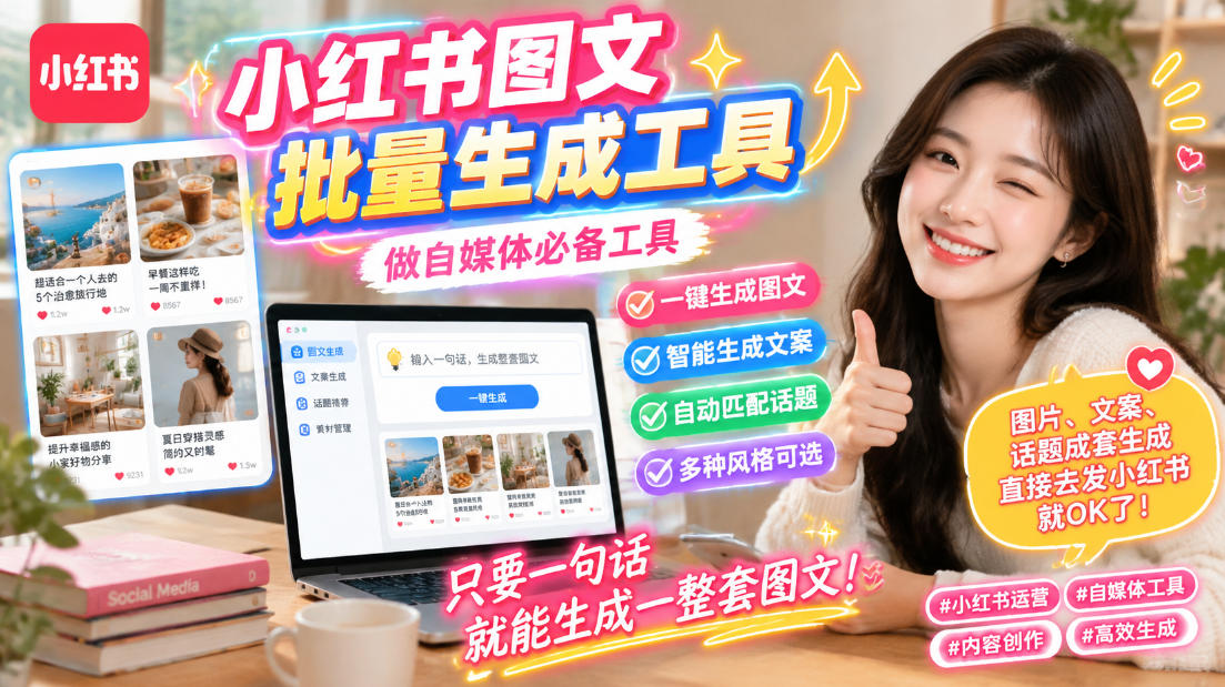 小红书图文批量生成工具,话题、文案、配图一键生成,直接发布,做自媒体必备工具采购|汽车产业|汽车配件|机加工企业家交流社群中心