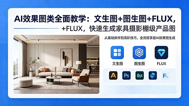 AI效果图类全面教学：文生图+图生图+FLUX，快速生成家具摄影棚级产品图采购|汽车产业|汽车配件|机加工企业家交流社群中心