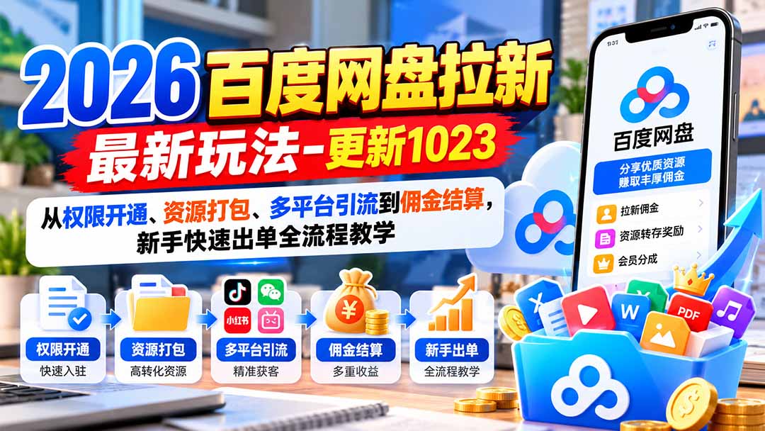 2026百度网盘拉新最新玩法-更新1023：从权限开通、资源打包、多平台引流到佣金结算，新手快速出单全流程教学采购|汽车产业|汽车配件|机加工企业家交流社群中心