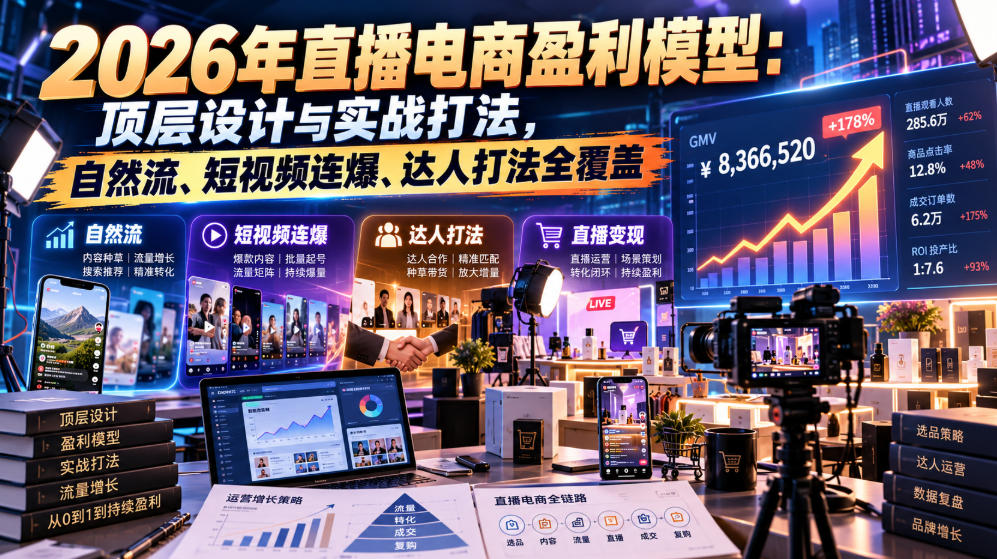 2026年直播电商盈利模型：顶层设计与实战打法，自然流、短视频连爆、达人打法全覆盖采购|汽车产业|汽车配件|机加工企业家交流社群中心