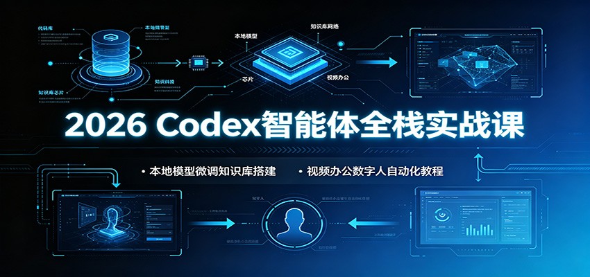 2026 Codex智能体全栈实战课:本地模型微调知识库搭建,视频办公数字人自动化教程采购|汽车产业|汽车配件|机加工企业家交流社群中心