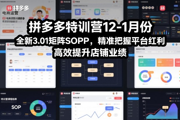 拼多多特训营12-1月份，全新3.01矩阵Sop，精准把握平台红利，高效提升店铺业绩采购|汽车产业|汽车配件|机加工蚂蚁智酷企业交流社群中心