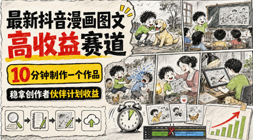 最新抖音漫画图文高收益赛道，10分钟制作一个作品，稳拿创作者伙伴计划收益采购|汽车产业|汽车配件|机加工企业家交流社群中心