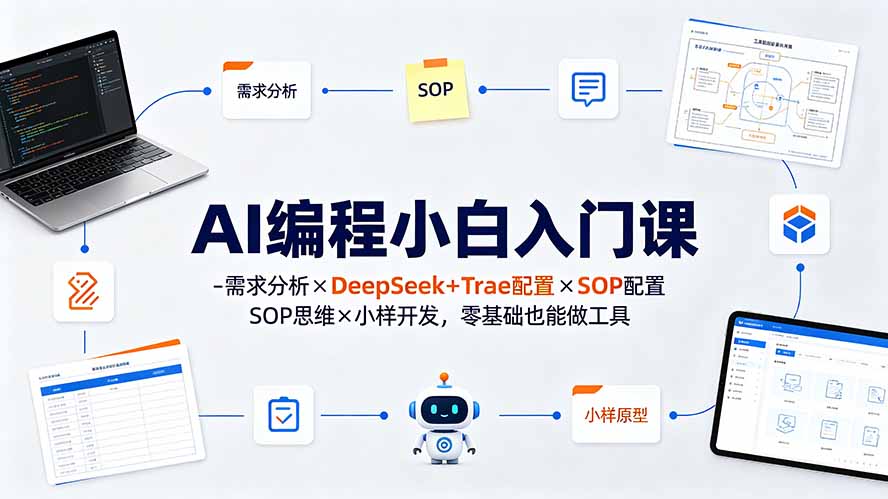 AI编程小白入门课-需求分析×DeepSeek+Trae配置×SOP思维×小样开发,零基础也能做工具采购|汽车产业|汽车配件|机加工企业家交流社群中心