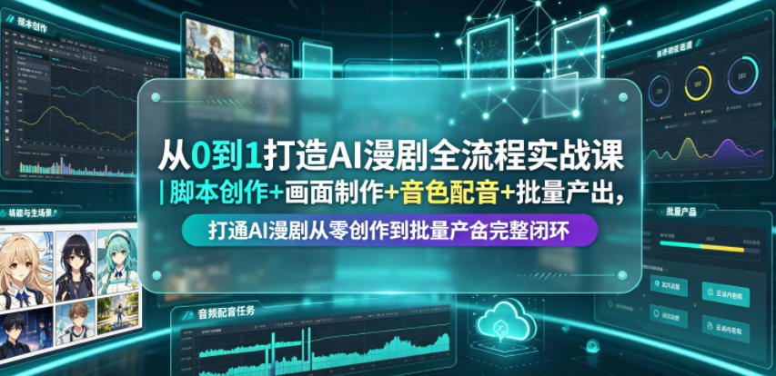 从0到1打造AI漫剧全流程实战课|脚本创作+画面制作+音色配音+批量产出,打通AI漫剧从零创作到批量量产完整闭环采购|汽车产业|汽车配件|机加工企业家交流社群中心