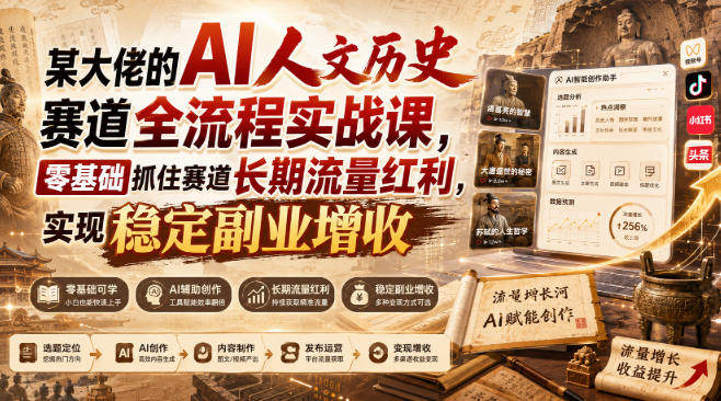 某大佬的AI人文历史赛道全流程实战课，零基础抓住赛道长期流量红利，实现稳定副业增收采购|汽车产业|汽车配件|机加工企业家交流社群中心