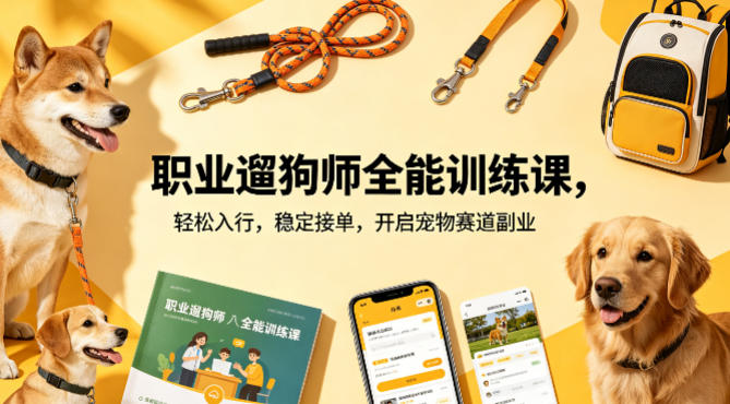 职业遛狗师全能训练课，轻松入行，稳定接单，开启宠物赛道副业采购|汽车产业|汽车配件|机加工企业家交流社群中心